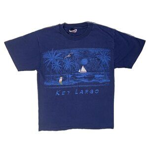 Key Largo Florida Keys Vintage Souvenir Single Stitch Embroidered Tshirt - M